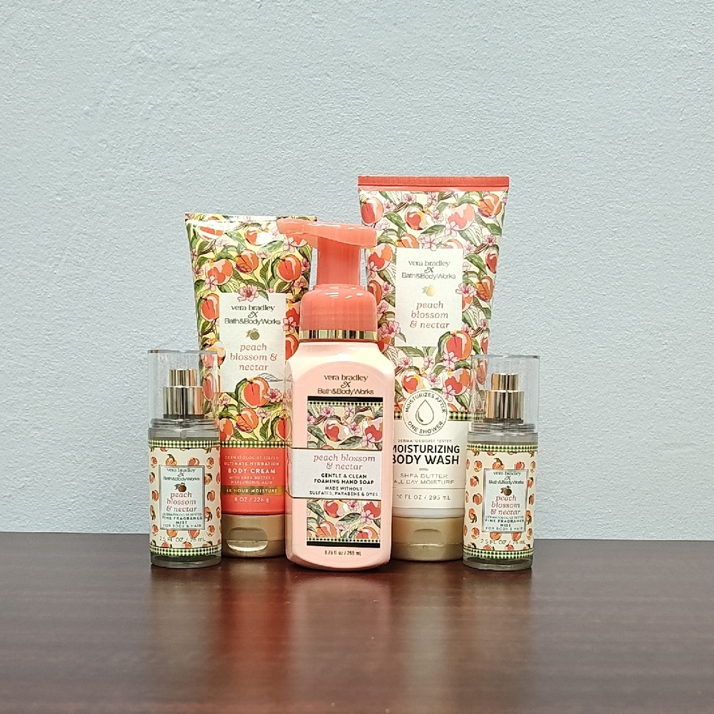 Bath & Body Works x Vera Bradley PEACH BLOSSOM & NECTAR 5 Pc Limited Edition Set